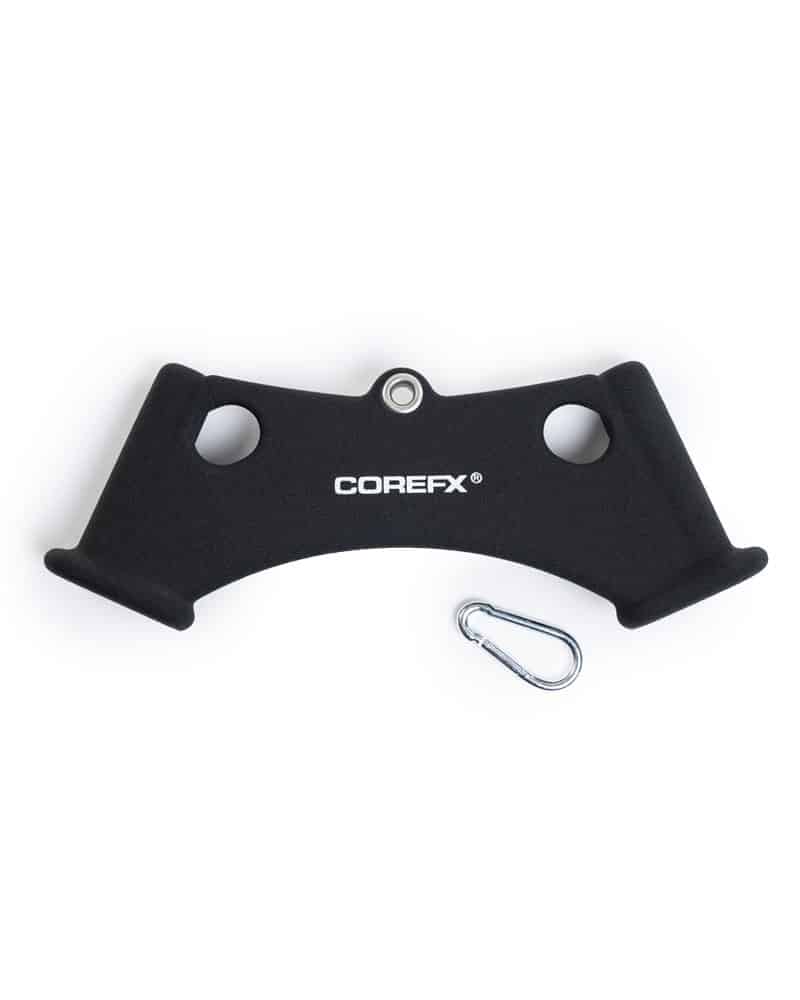 COREFX Triceps Wide Pull Down Handle gym attachment with carabiner