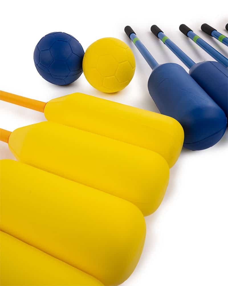 close up of the indoor broom ball set
