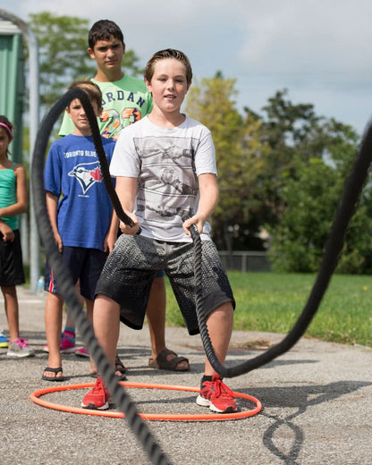 schoolyard children with junior battle rope