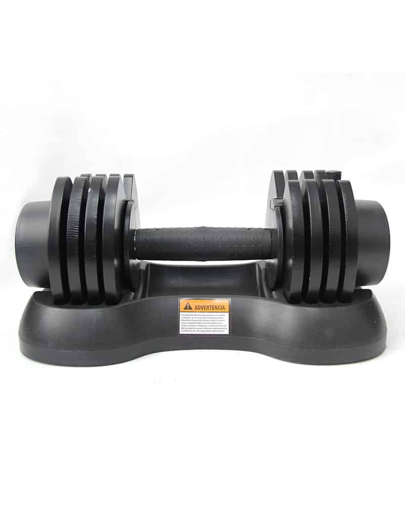 side view of 25 lb adjustable dumbbell