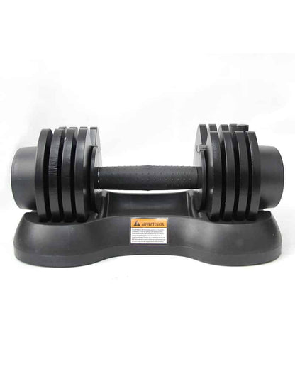 side view of 25 lb adjustable dumbbell