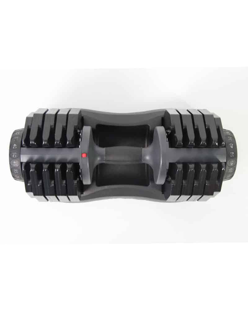 Top view of Adjustable 50lb dumbbell