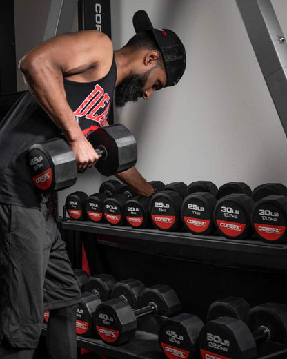 Rubber dumbbell in use