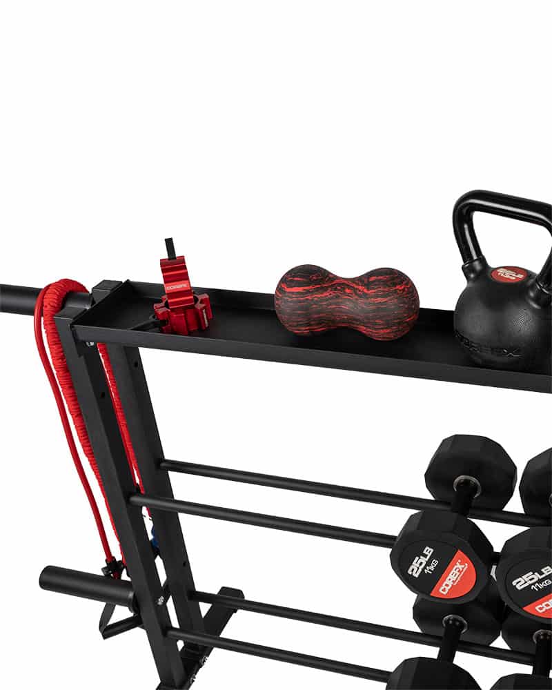 Multi-Weight Storage Rack holding strength and recovery equipment