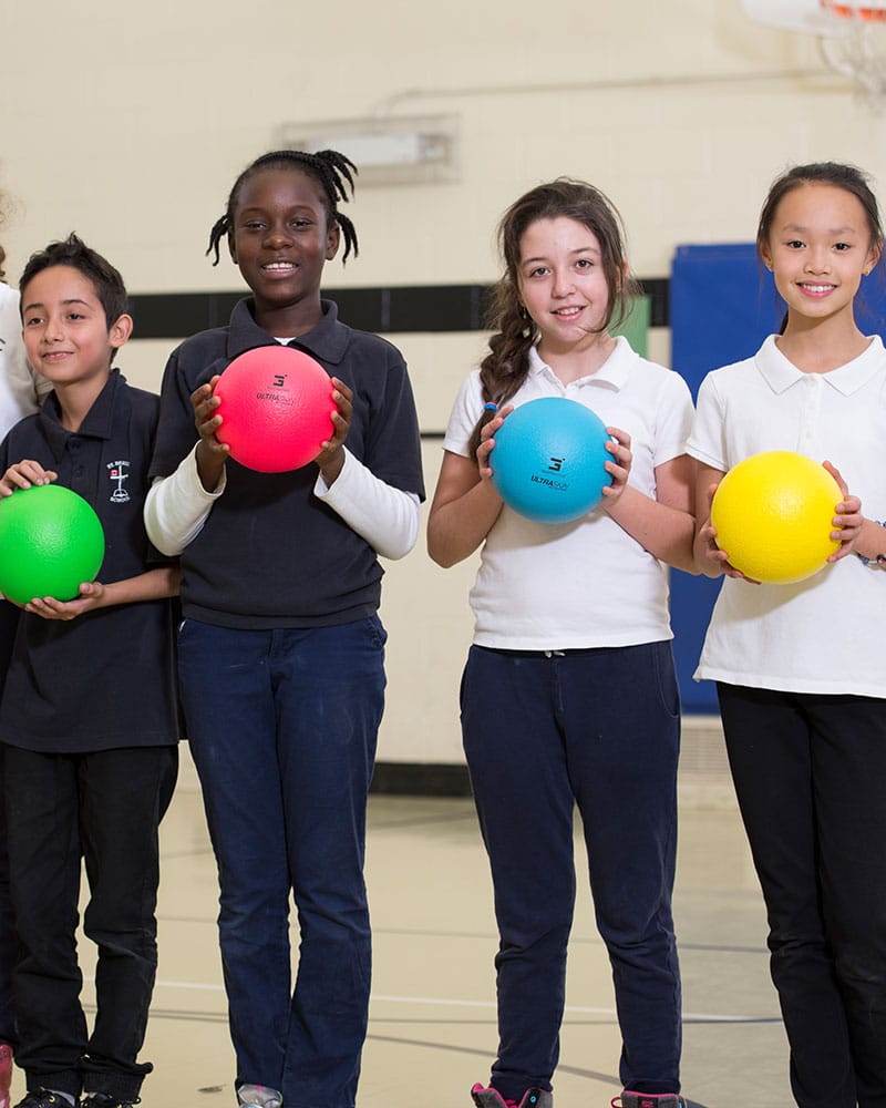 Neon Ultraskin Balls with students in physical education class