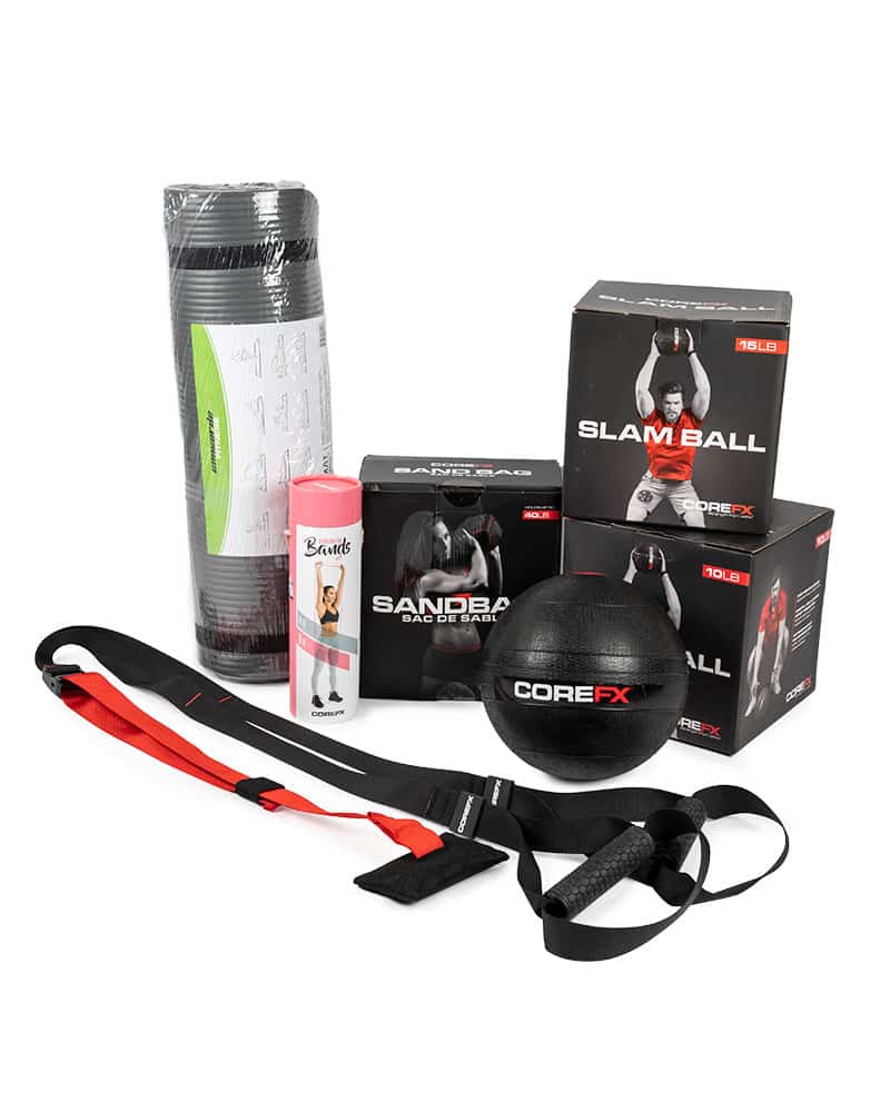 Fitness kit with a variety of workout products