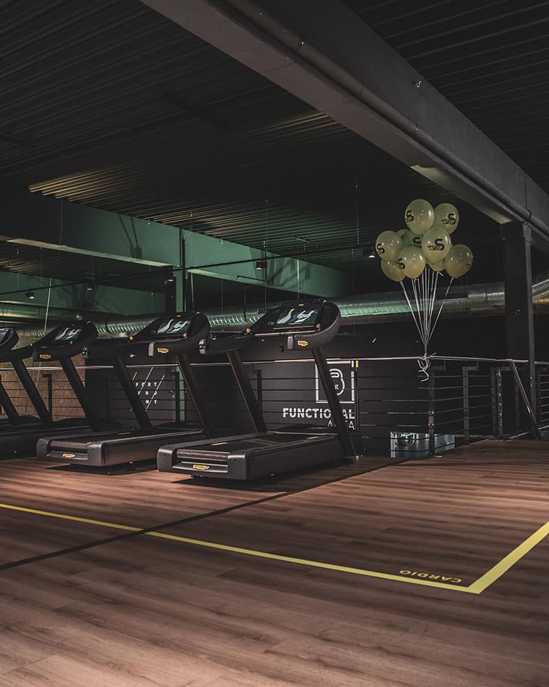 Gym floor outlined with Yellow tape