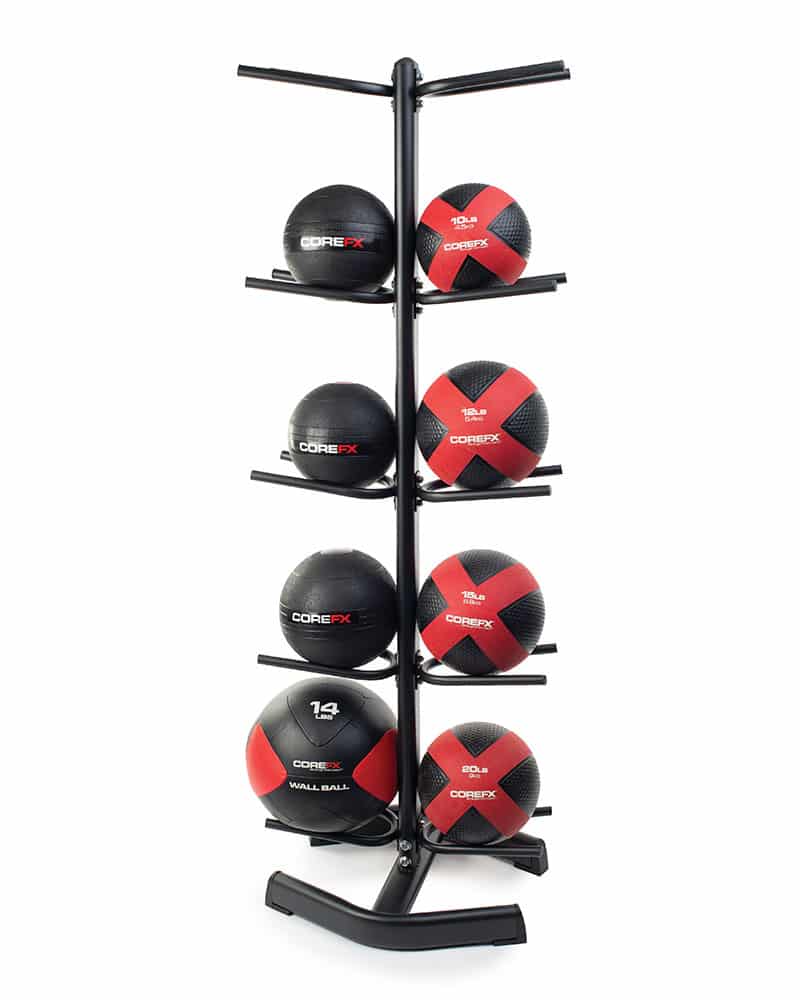 COREFX Double-Sided Medicine Ball Rack in use