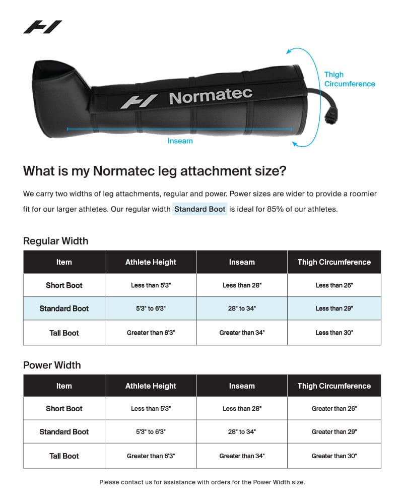 Normatec Boot Size Chart