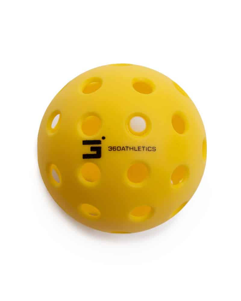 yellow outdoor pickleballl with 360 athletics logo