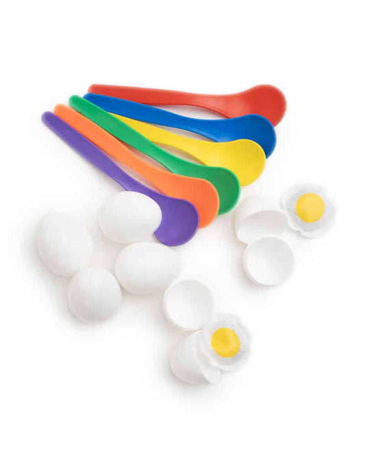 Egg and Spoon Set which has 6 rainbow coloured spoons, and 6 eggs that have the ability to break open when dropped.