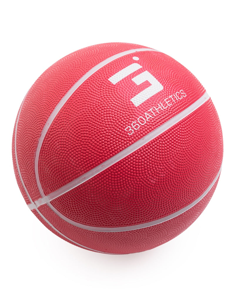 red playground rubber basketball with new 360 athletics logo