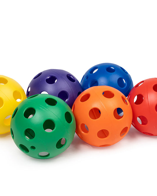 Perforated Practice Balls - 4in - Rainbow - 6 Pack