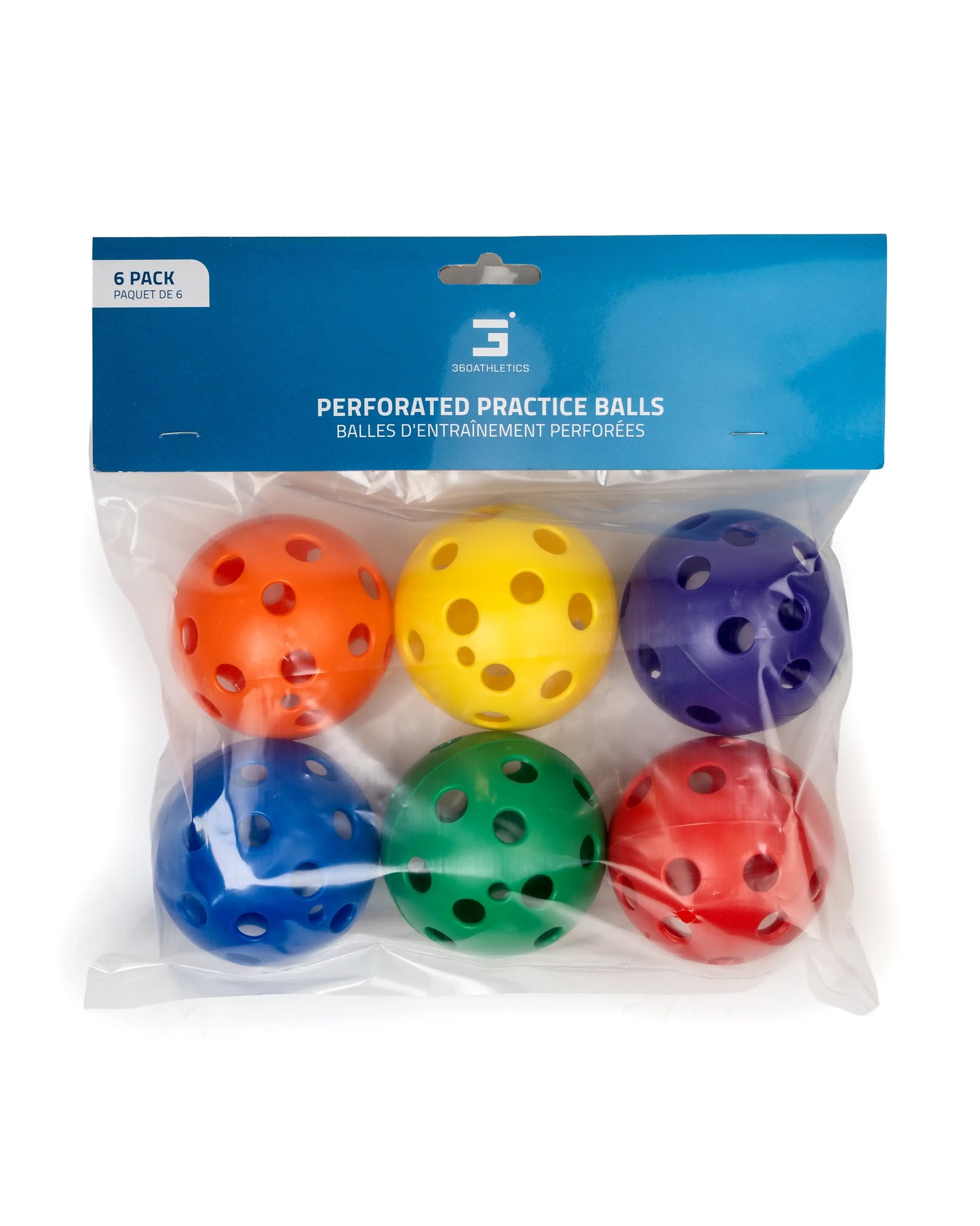 Perforated Practice Ball - 2.7in - Rainbow - 6 Pack