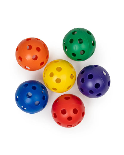 Perforated Practice Ball - 2.7in - Rainbow - 6 Pack