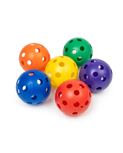 Perforated Practice Ball - 2.7in - Rainbow - 6 Pack