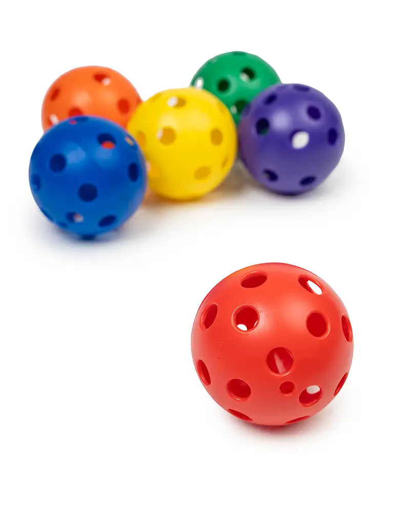 Perforated Practice Ball - 2.7in - Rainbow - 6 Pack