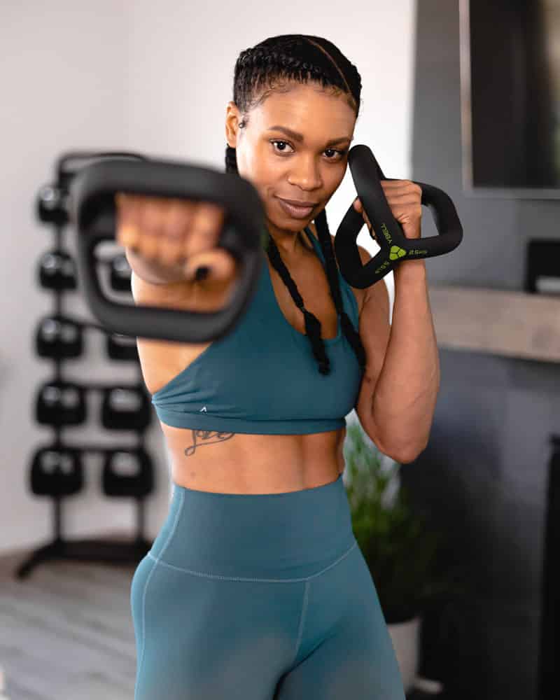 Boxing workout with YBell Arc weighted equipment