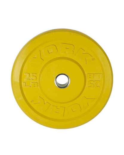 25 LB Yellow York Barbell Bumper Plate